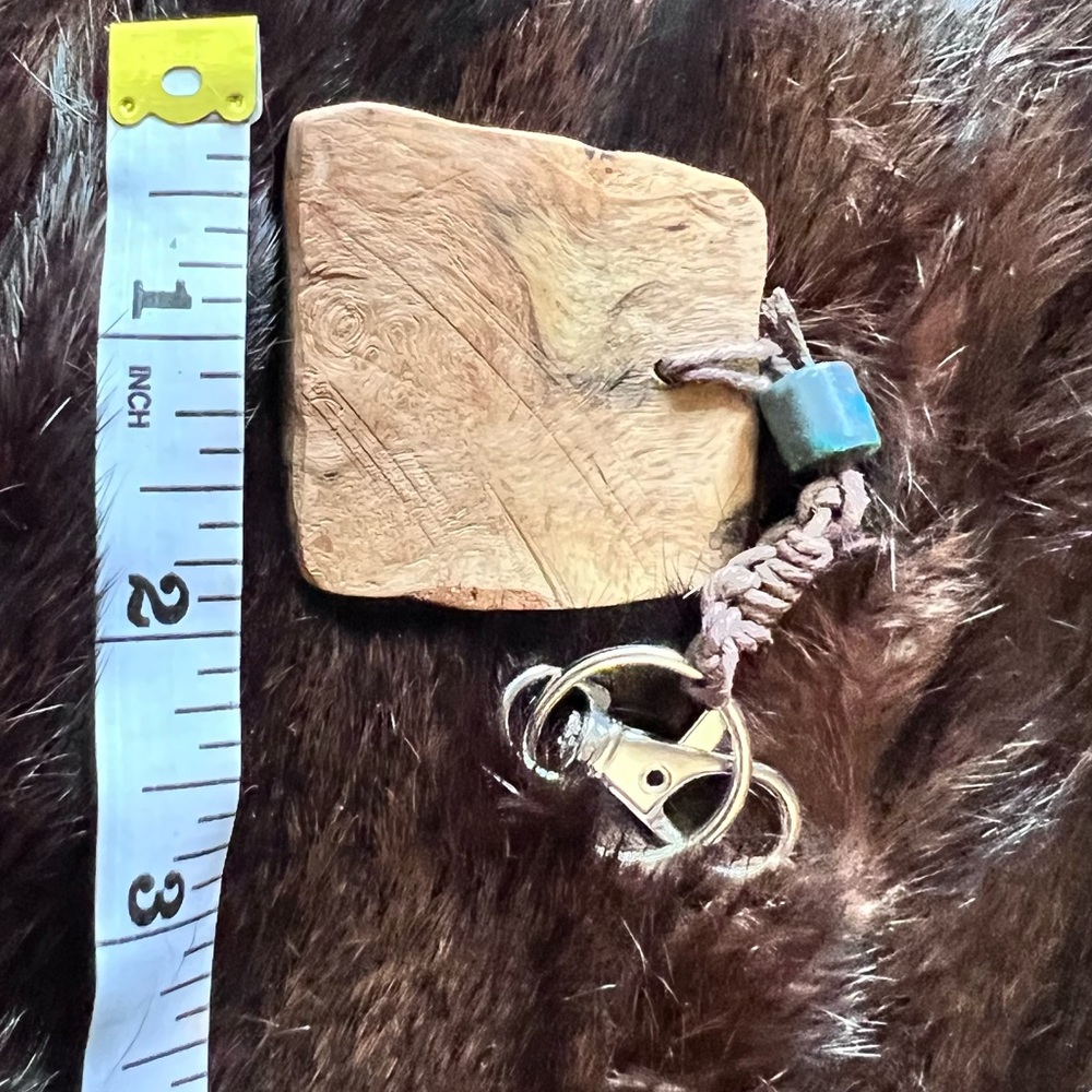 Natural maple burl wood keychain